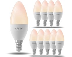 Calex Slimme LED Lamp - Set van 10 stuks - E14 - Wifi LED Kaarslamp - Warm Wit Licht - Werkt met App, Amazon Alexa en Google Home - 5W