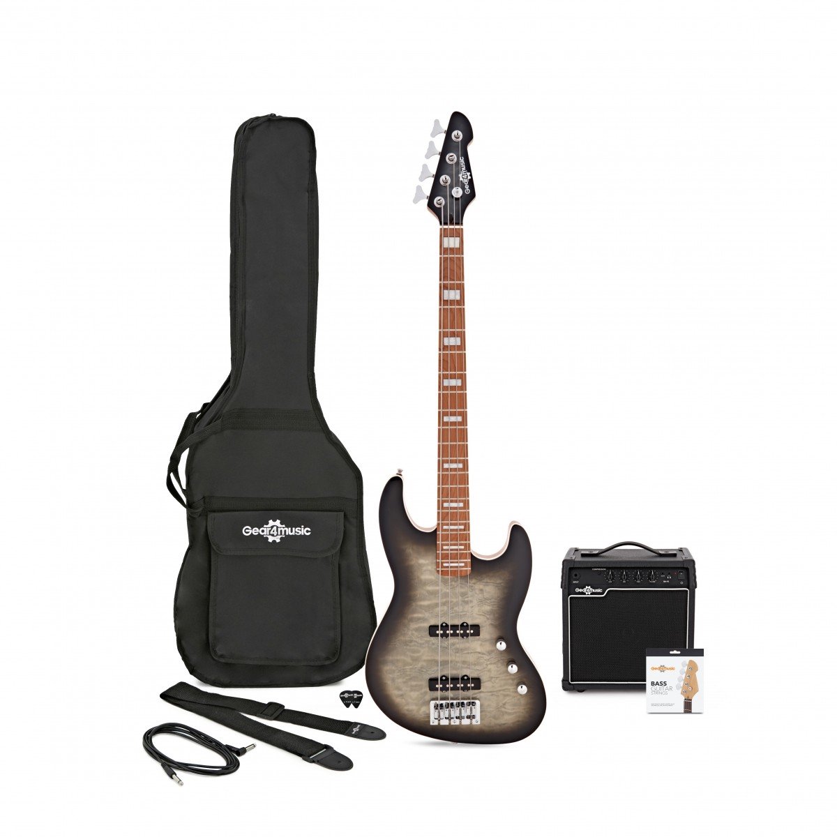 LA II Select Basgitaar + Versterkerpakket, Black Burst