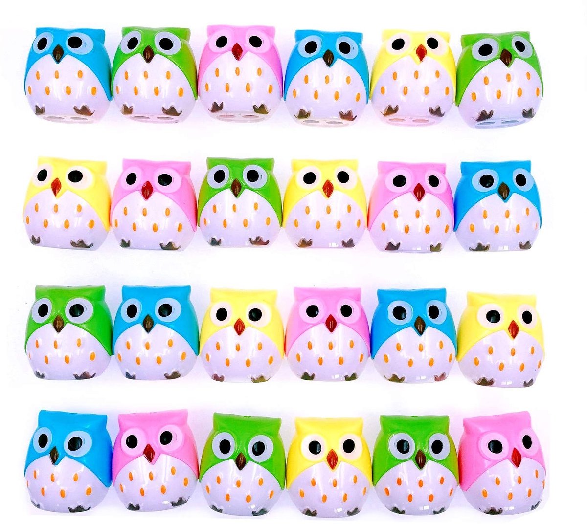 aladdien - Uil Puntenslijper - Dubbele Puntenslijper - Kinderspeelgoed - Geel, Blauw, Groen, Roze - Perfect voor Kinderen - Verjaardagscadeau, Kerstmis