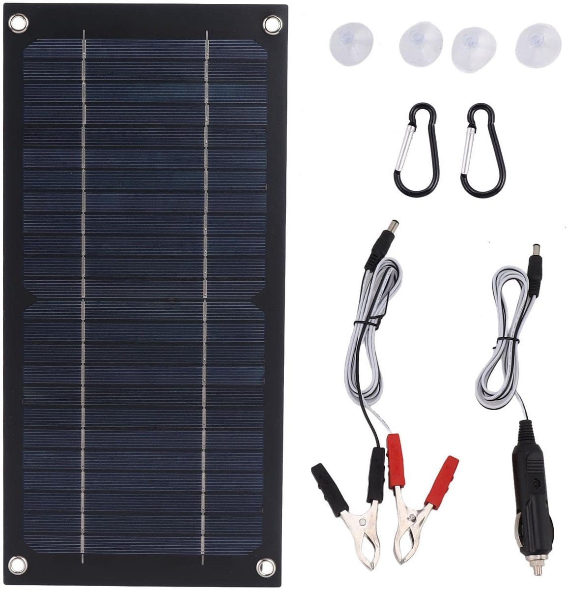 Auto Zonnelader - Batterij Druppellader - Accu Onderhoud - Waterdicht Ontwerp - 12V - Zwart
