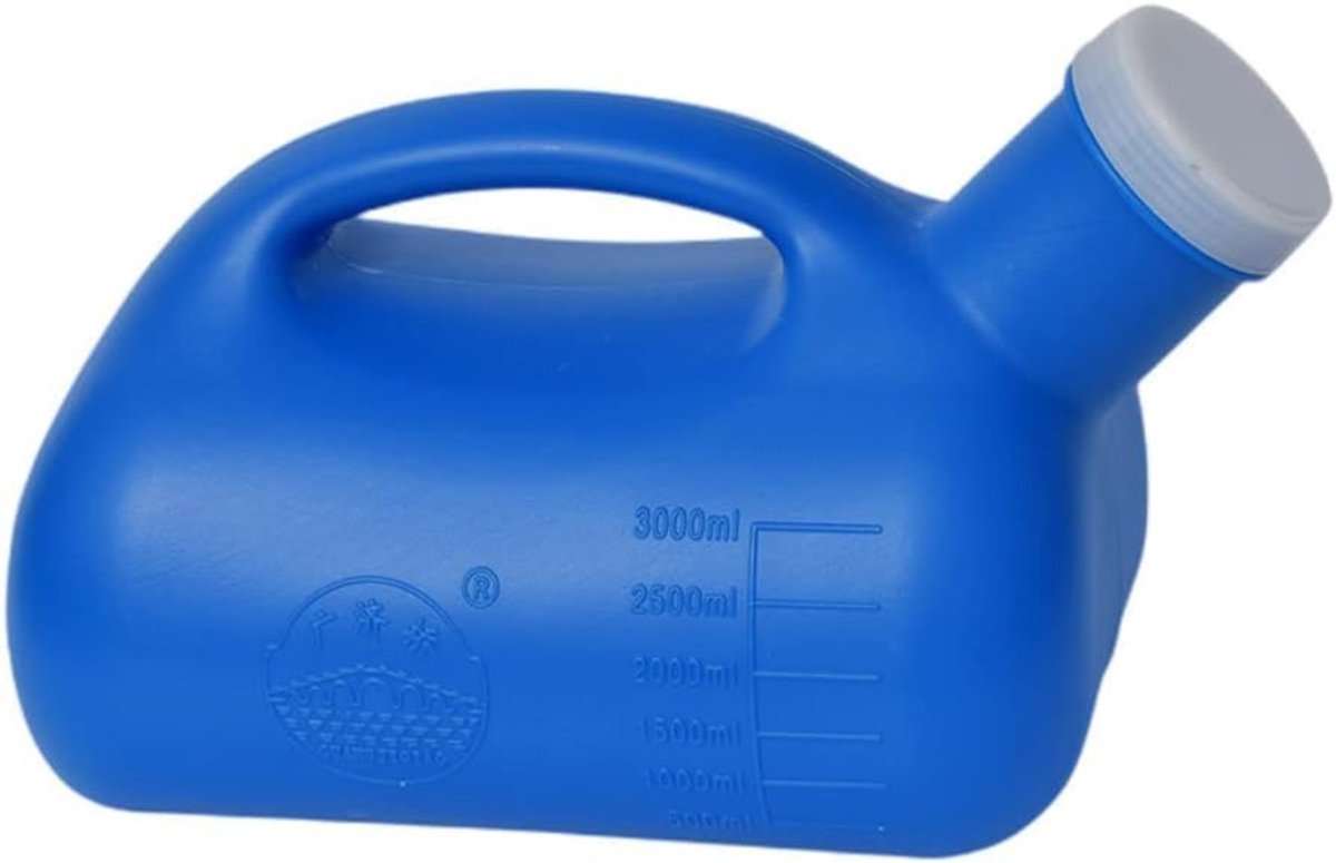 Urinaal Mannen - Urinefles Voor Mannen 3000 Ml - Urinefles Voor Mannen Met Deksel - Urinefles Voor Onderweg - Ziekenhuis - Buiten - Auto - Kamperen - Blauw