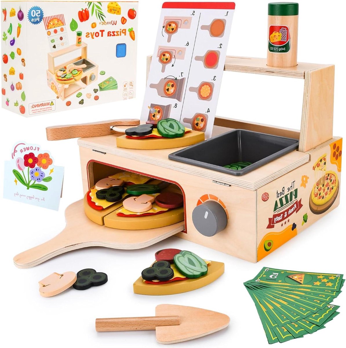 Pizza Speelset Kinderkeuken Accessoires Rollenspel Houten Oven 174 kg Hout
