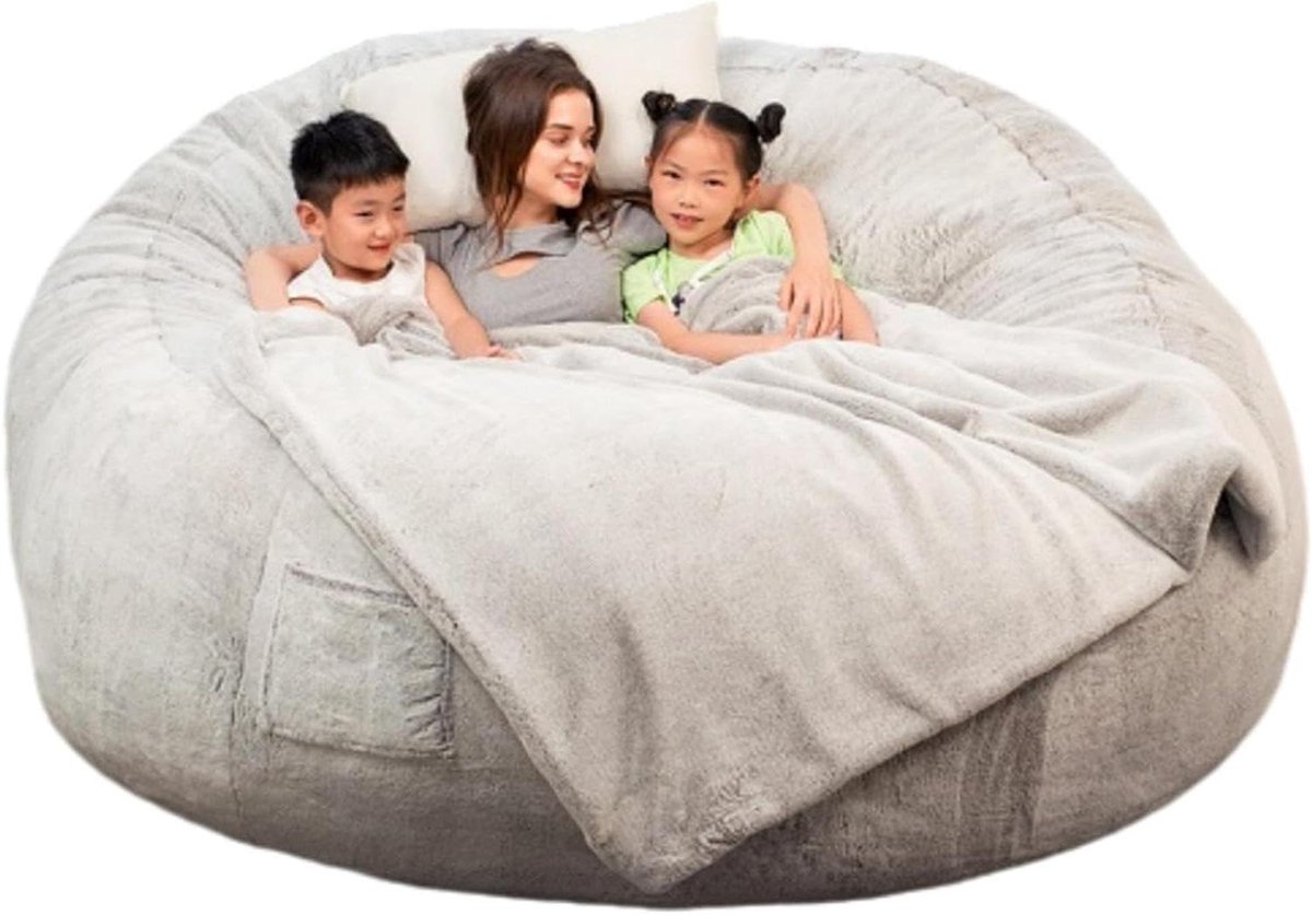 Zitzakhoes - Poefhoes - Ontspannen Zitten - Wasbare Zachte Stof - 132cm x 76cm - Blauw