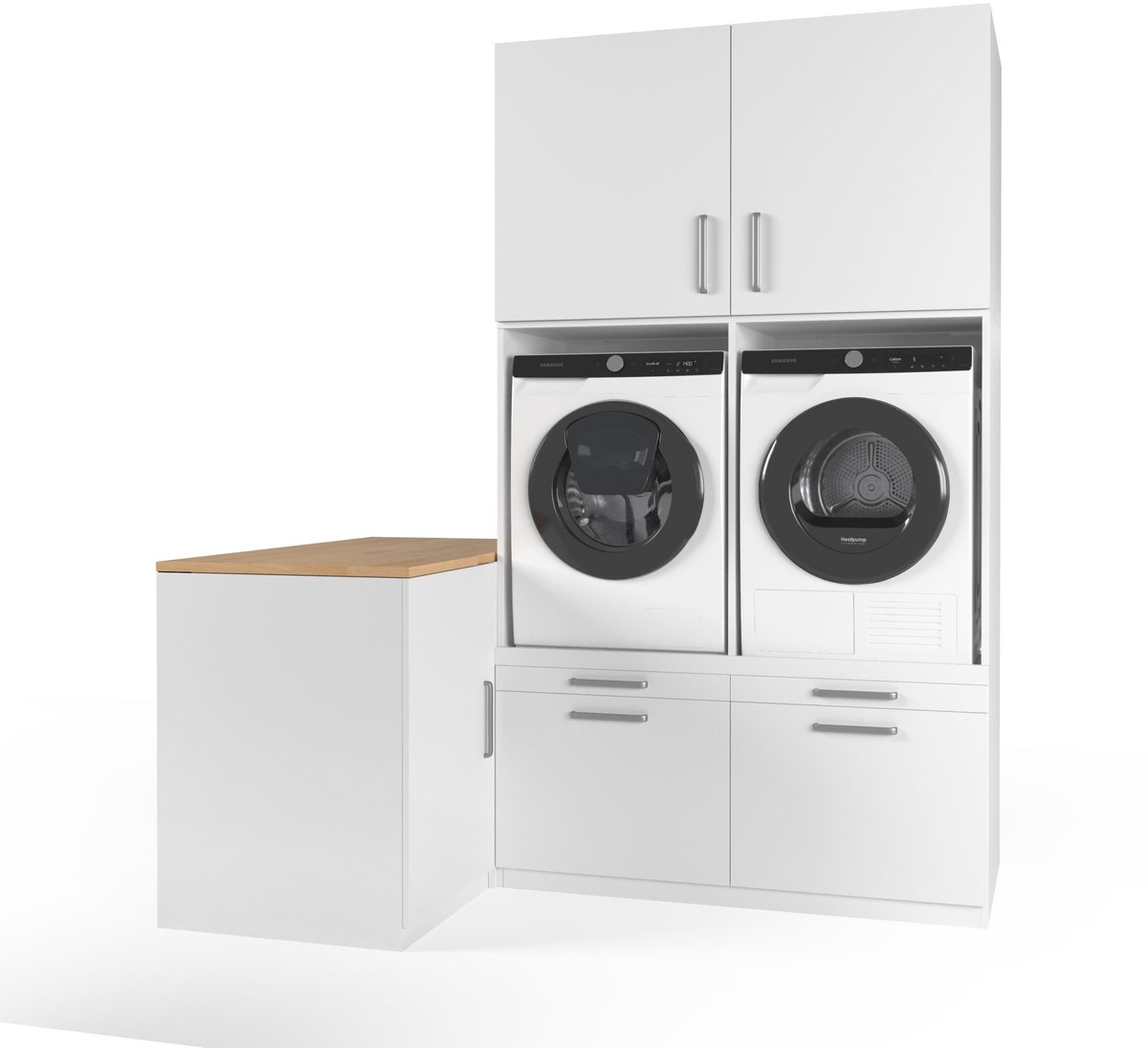 Wasophoogte® Wasmachine Kast Cape Town - Wasmachine verhoger - Wasmachine ombouw - 700(D)*2030(B)*2350(H) mm - Wit
