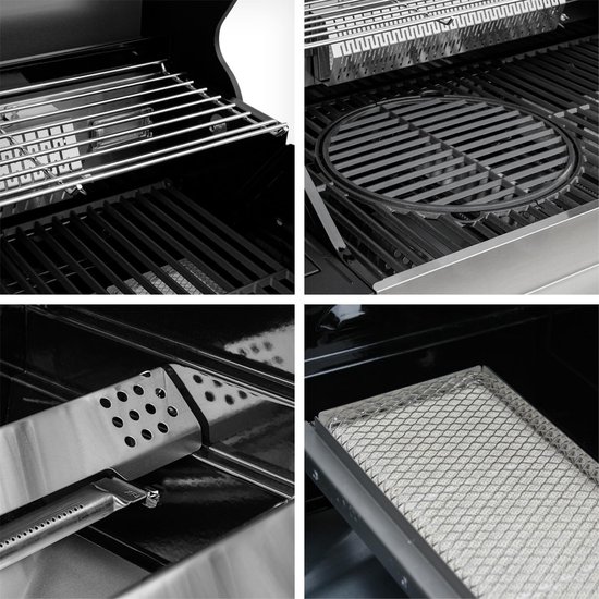 Gasbarbecue 4 Branders 57 x 139,6 x 115,4 cm - Premium Buitenkeuken met Draaispit, Sear Brander, Zijbrander, Achterbrander, Gietijzeren Grillroosters, Thermometer & Kijkvenster - HomebyNicole van Merkloos — afbeelding 5