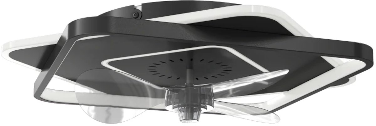 Plafondventilator met Verstelbare LED Verlichting, Timer & Afstandsbediening - Plafond Lamp met Stille Ventilator - Plafonniere - LED - 3000/4500/6500K - Ø53 cm - 6 Snelheden - Zwart + Doorschijnend + Transparant thumbnail 3