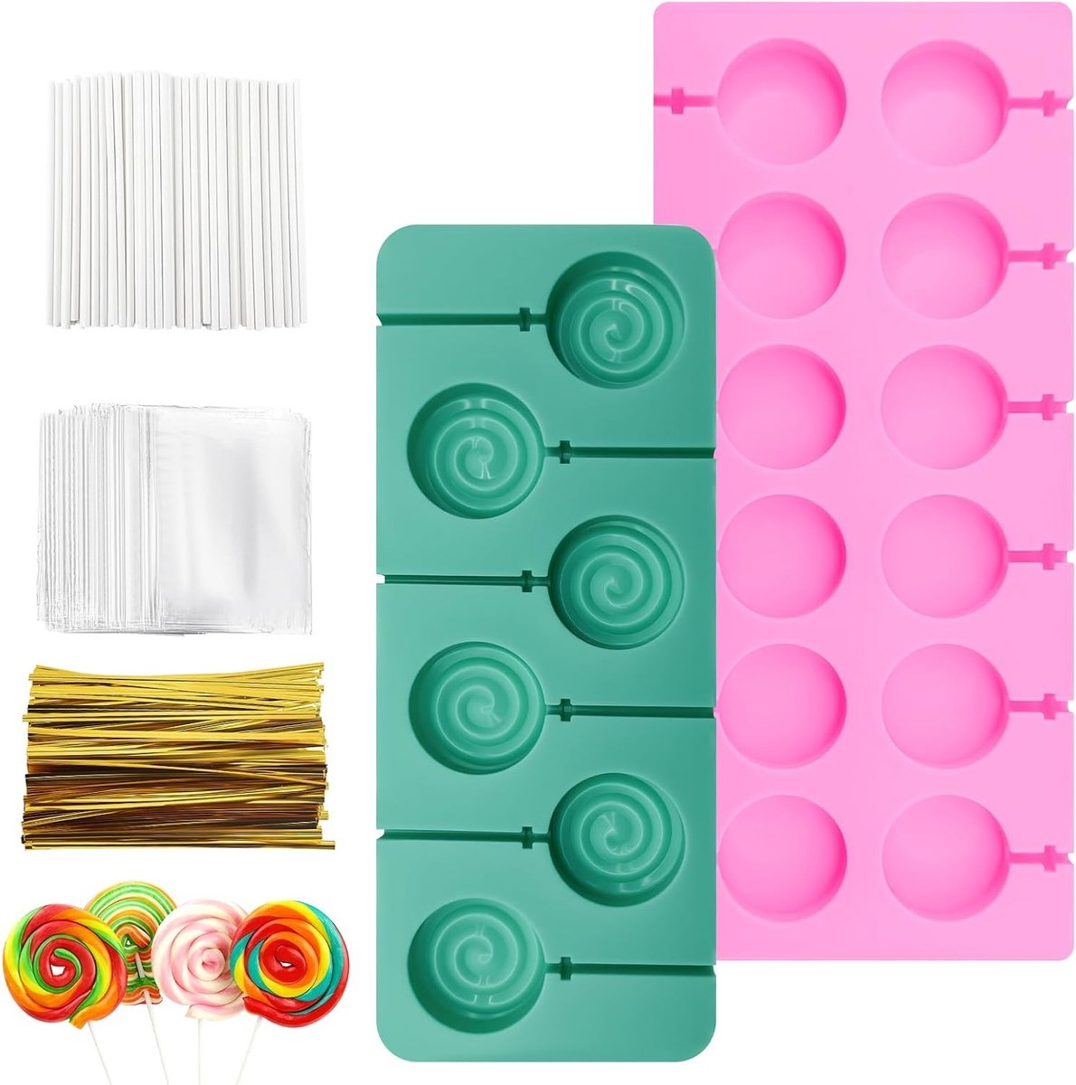 Cake Pop Mallen voor Lollies - Silicone Moulds met 100 Sticks, Decoratie en Accessoires voor Snoep en Chocolade
