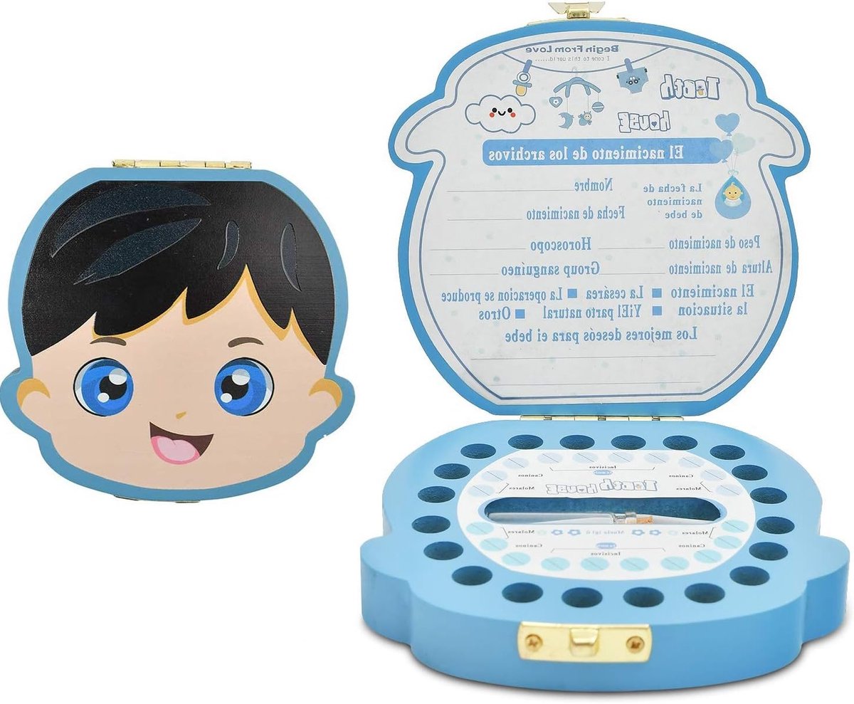Houten Melktanden Doos voor Kinderen - Perfecte Cadeau-ideeën voor Doop en Verjaardag - Bewaarmelktanden en Herinneringen