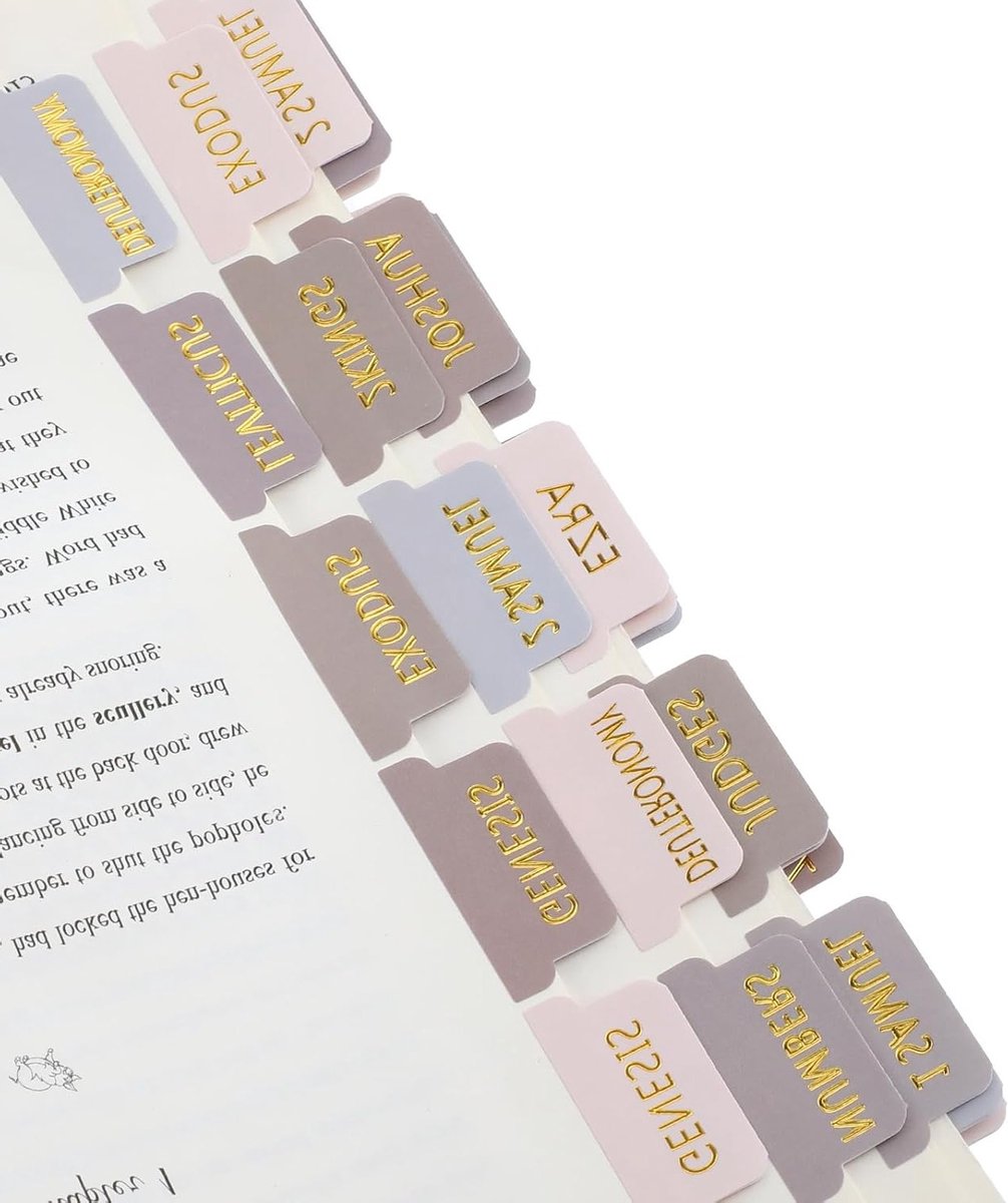 150 Stuks Gelamineerde Bijbel Tabs voor Mannen en Vrouwen, Bijbelstudie Tabs met Gouden Foliedruk, Grote Lettertype Bijbel Index Tabs voor Gemakkelijk Gebruik