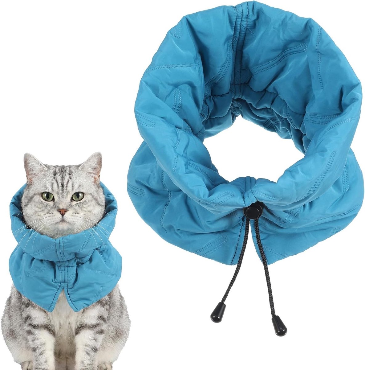 Zachte verstelbare halsband voor katten na operaties - lekbescherming en krassenpreventie voor katten en kleine honden (hemelsblauw, S)