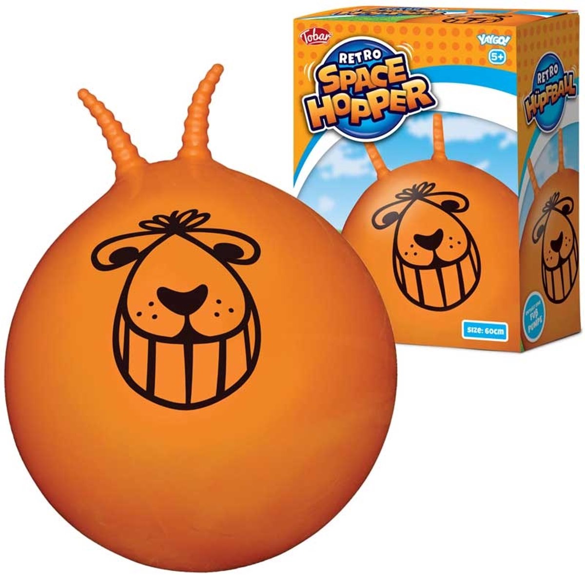 Tobar skippybal retro oranje space hopper speelgoed springbal 60 cm.