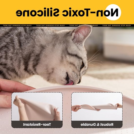 Honden- en kattenvoer mat met verhoogde randen van 1,2 cm, waterdicht en BPA-vrij, ideaal voor voer- en waterbakken — afbeelding 2