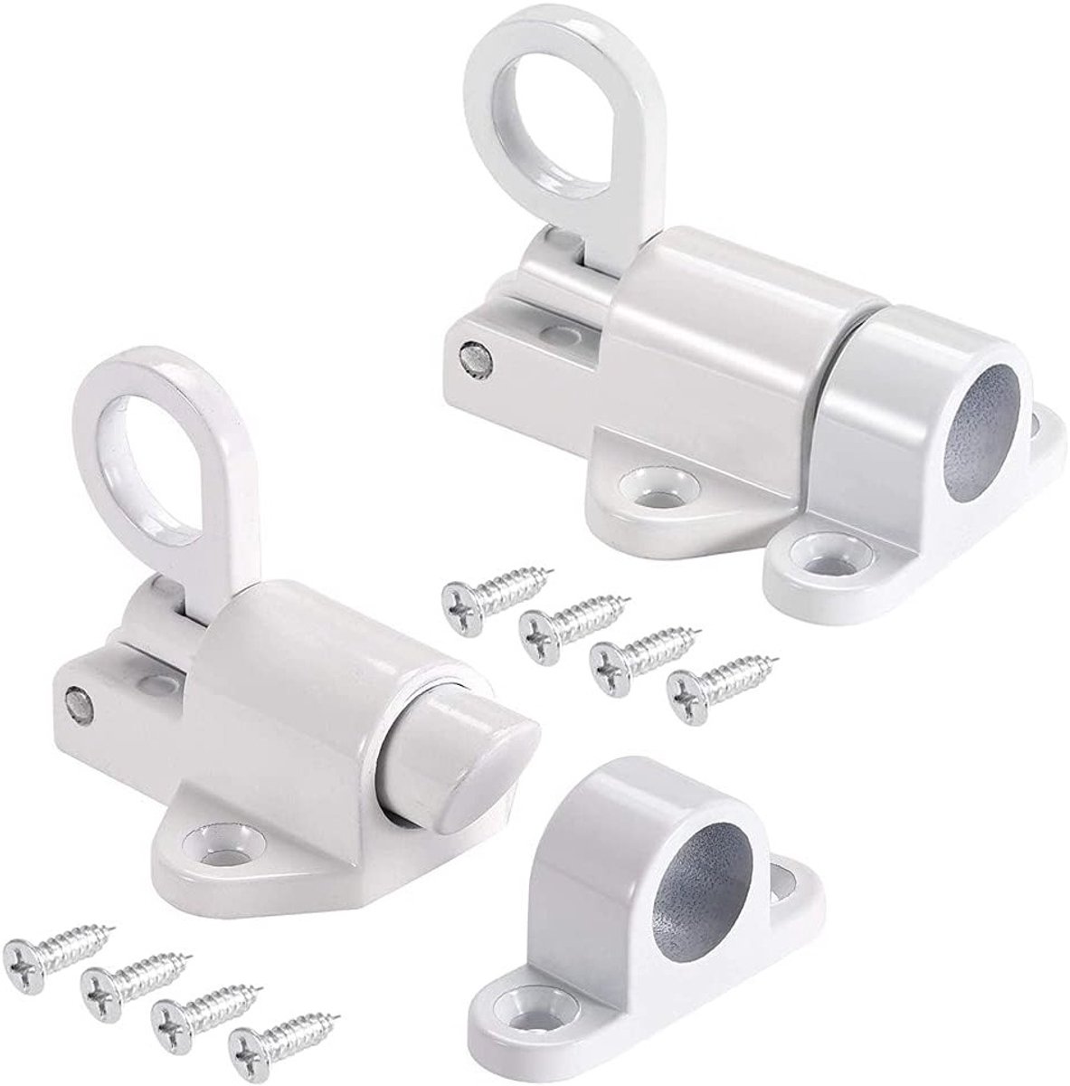 Set van 2 Automatische Veer Sloten met Pull Ring voor Deuren en Ramen, Inclusief Schroeven, Ideaal voor Houten Deuren en Tuindeuren