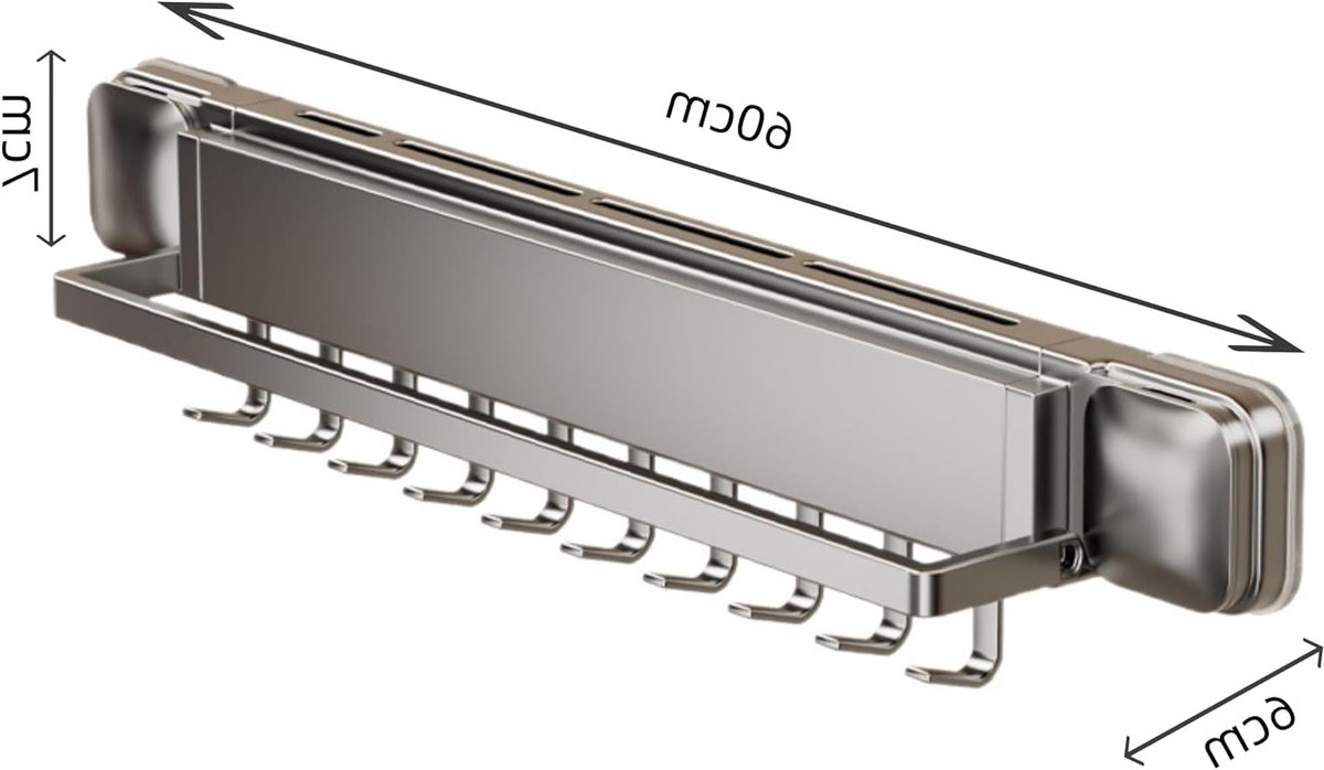 Ruimtebesparende Keuken Organizer met Sterke Zuignappen en Haken - 60cm Kookgerei Houder i