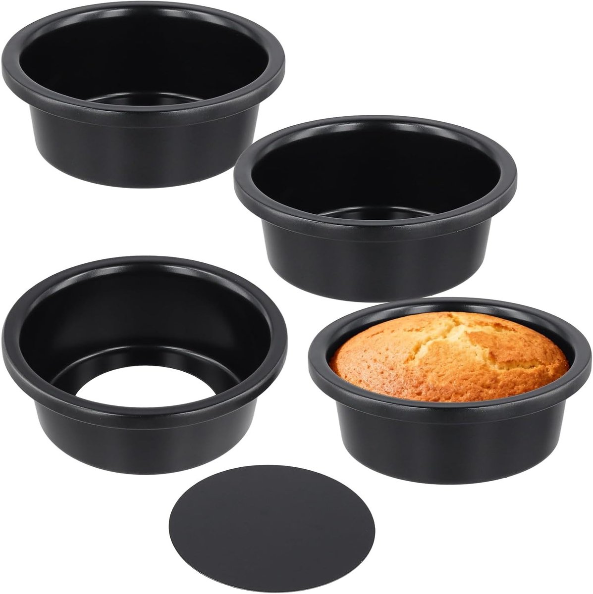 Mini taartvormen - Cakevorm set - Zelf bakken - Verwijderbare bodem - 4 stuks 10 cm - Zwart