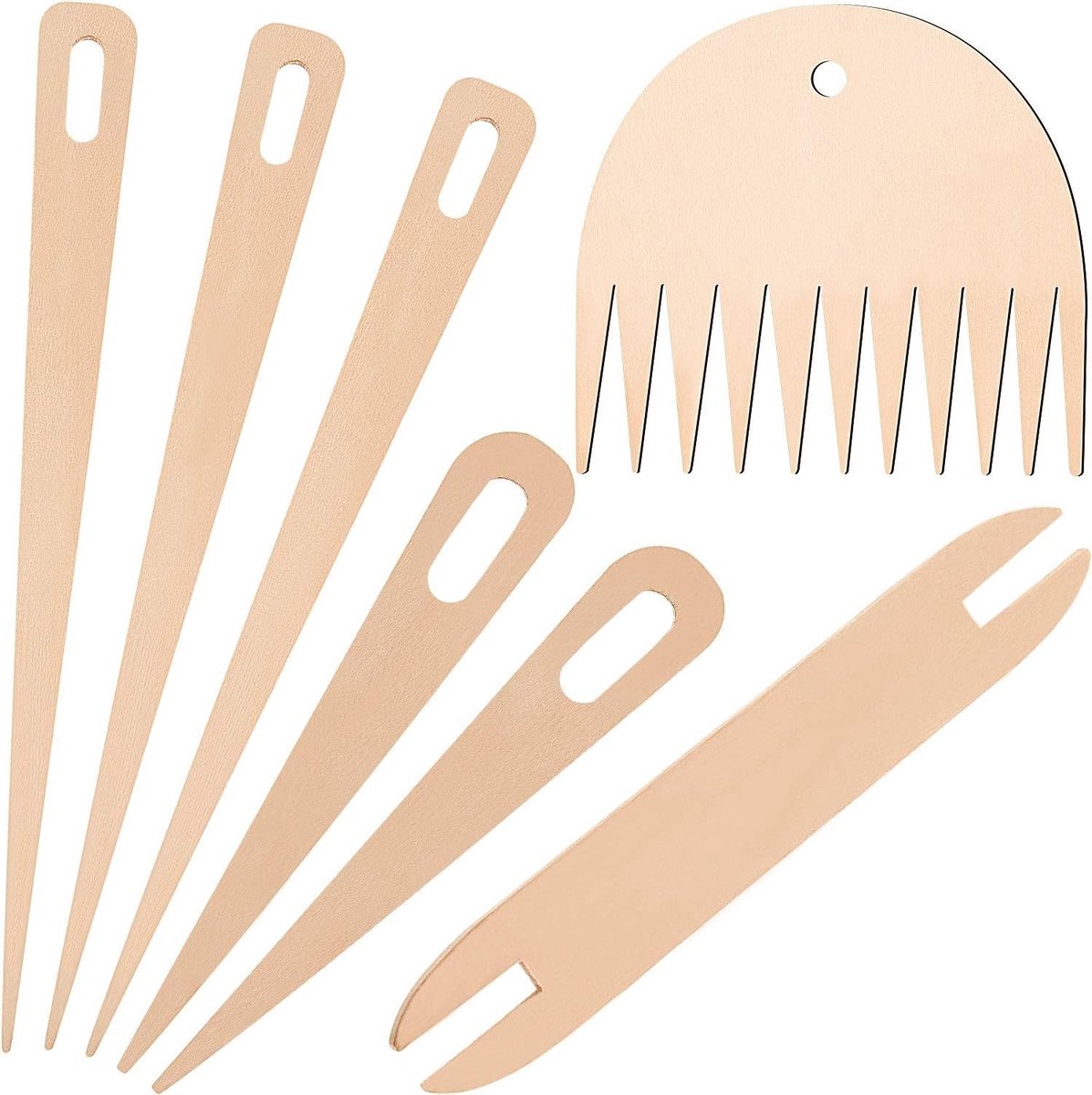 Complete Houten Weefset met 5 Weefnaalden, Shuttle, Stok en Kam voor Creatieve Brei- en Weefprojecten