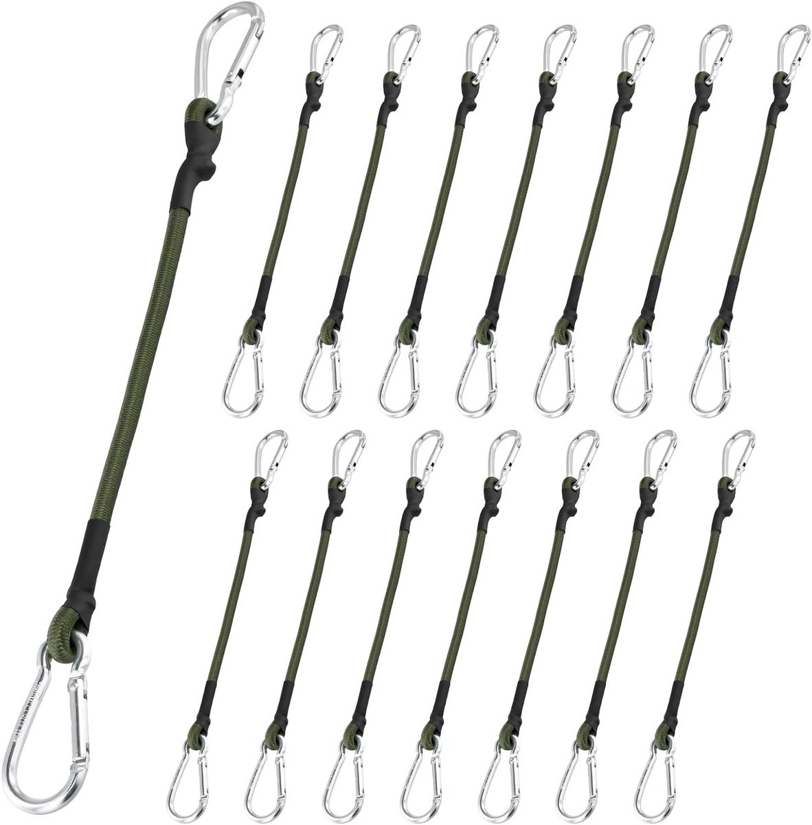 15 Stuks Bungee Koorden met Haken, 30 cm Sterke Elastische Touwen voor Bagage, Reizen en Kamperen