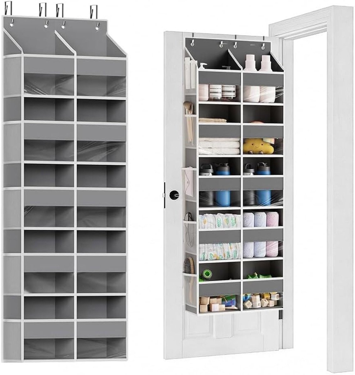 Hangende Wandorganiser met 10 Compartimenten, Ruimtebesparende Deurorganiser voor Badkamer en Kinderkamer, Ideaal voor Camping en Opbergruimte