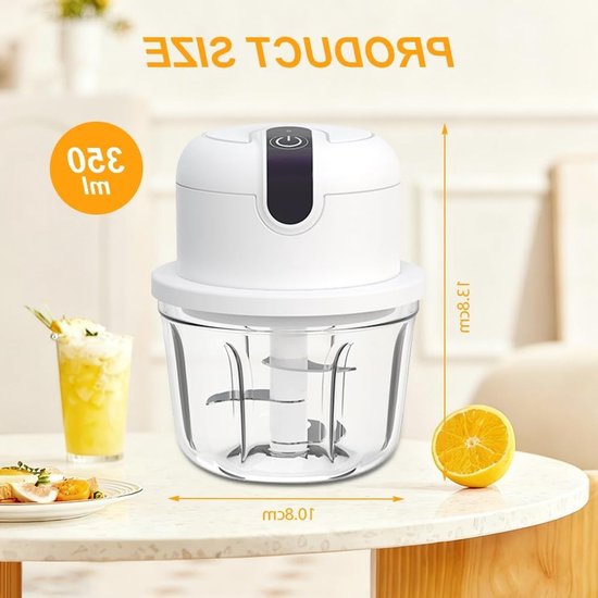 Mini Chopper met USB Aansluiting - Elektrische Uienhakker 350ml, Draadloze Keukenmachine voor Groenten, Noten en Vlees van MINI — afbeelding 2