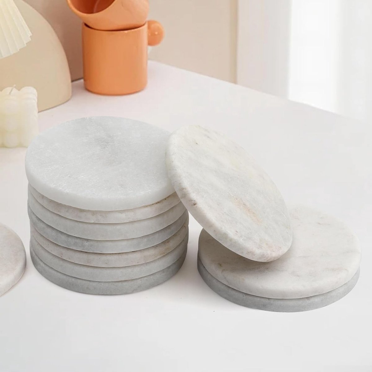 12 Stuks Platte Verfstenen voor Schilderen, Wit, Rond, Diameter 6.3 cm - Creatief Hobbymateriaal voor Kinderen en Volwassenen — cadeau in Hobby - foto 5