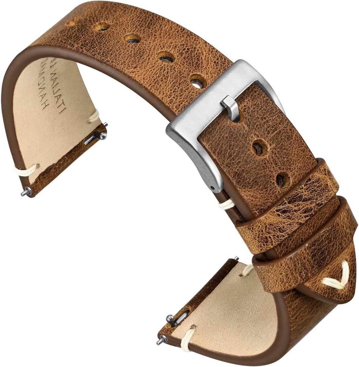 Horlogeband 18 mm 20 mm 22 mm - Italiaans retro leer - Snelle vervangband - Voor heren en dames - SnelShoppen