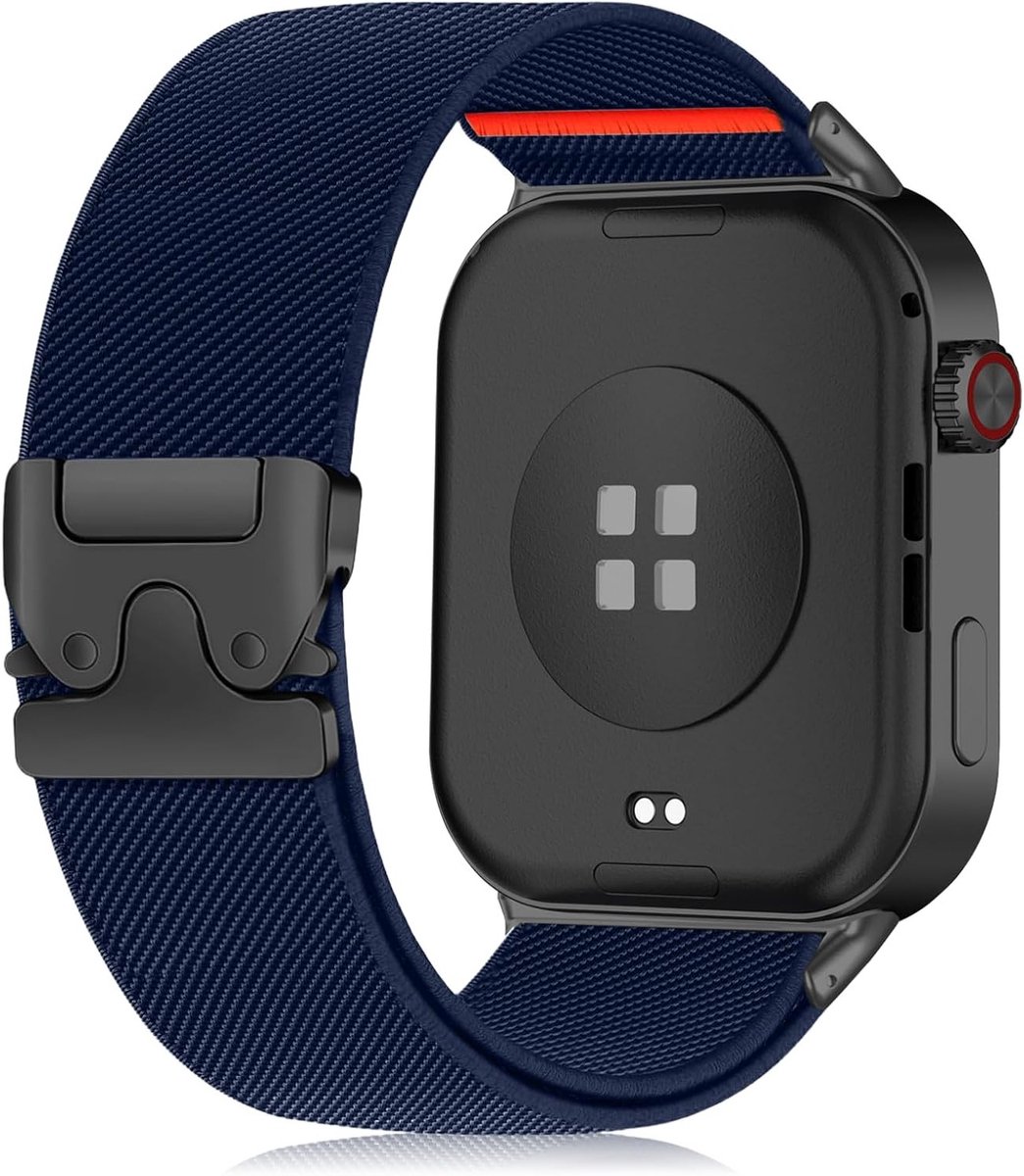 Elastische nylon armband voor smartwatches, gevlochten sportband met parachutesluiting, donkerblauw, geschikt voor Xiaomi Redmi Watch 6/5/4 en Smart Band 9 Pro/8 Pro