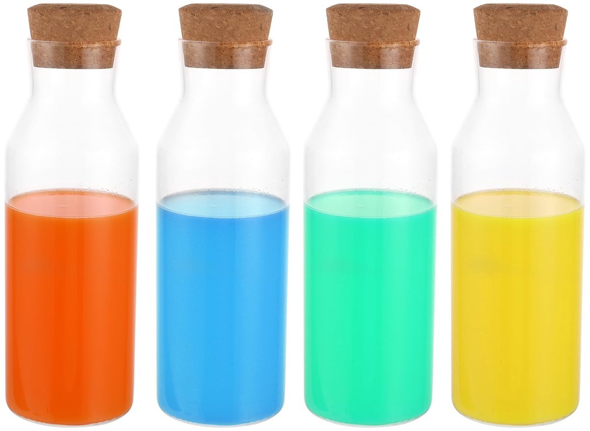 aladdien - 1200ml Glazen Wasmiddel Dispenser - Luchtdichte Opbergtank - 4 Pack - Borosilicaatglas - Voor Vloeibaar Wasmiddel - Geschikt voor Waspoeder