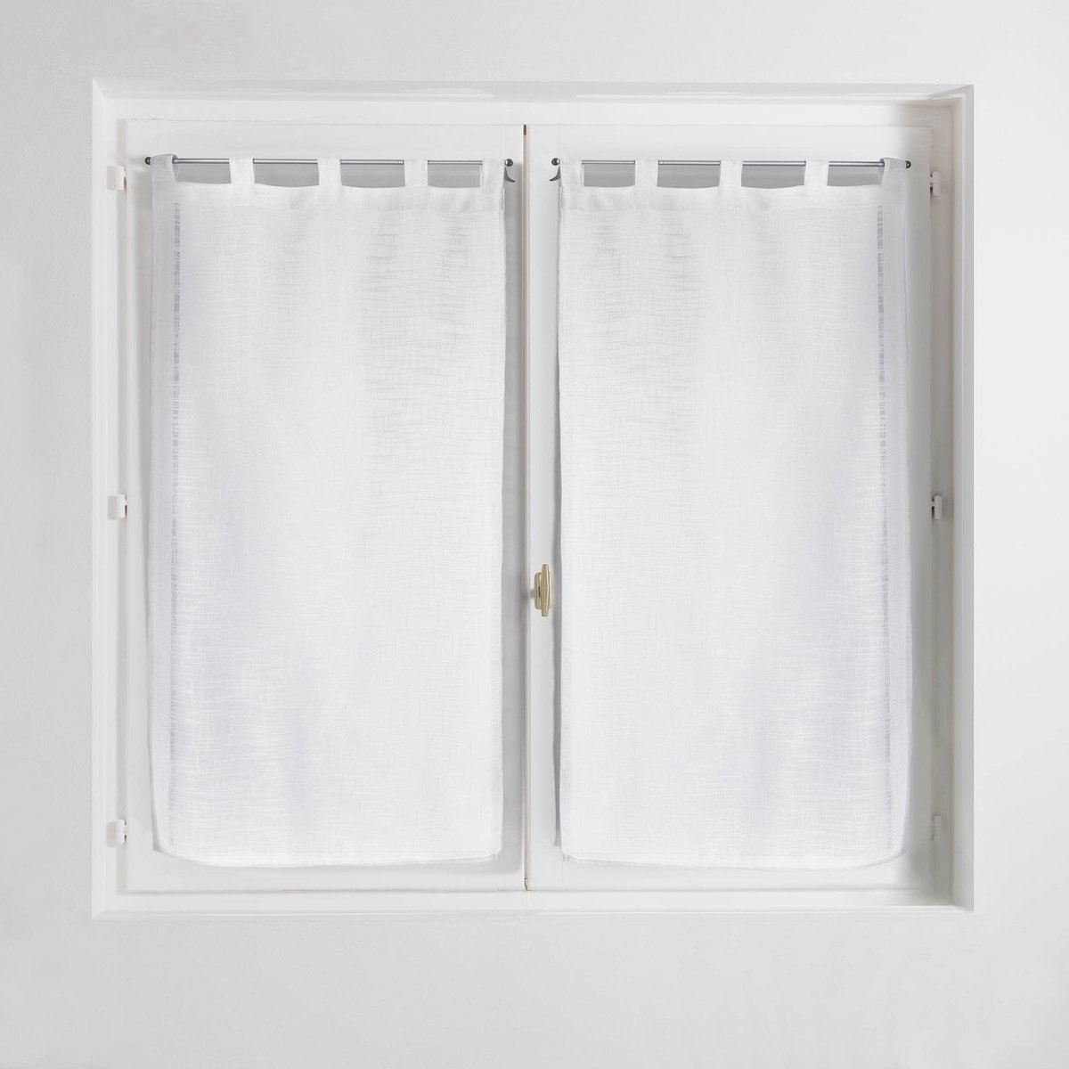 ONF3 - voile gordijnen - lichtdoorlatend - 1 paar - Haltona wit - linneneffect - ideaal voor privacy - 60 x 90 cm