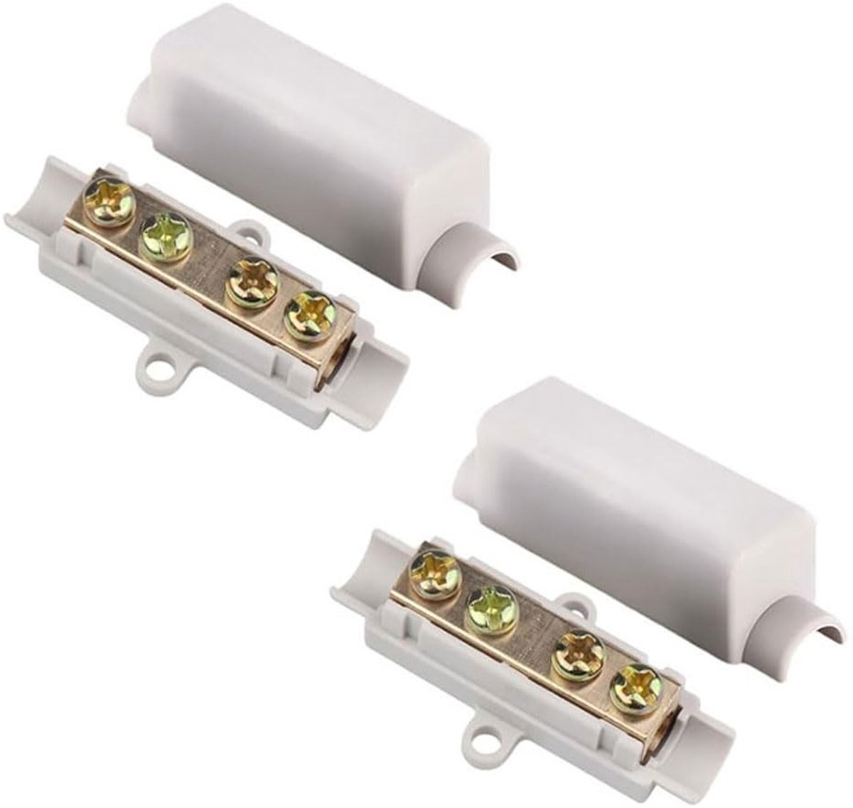 Pack van 2 Messing Aansluitklemmen 1000V 100A met ABS Behuizing voor Verlichting en Schakelaars