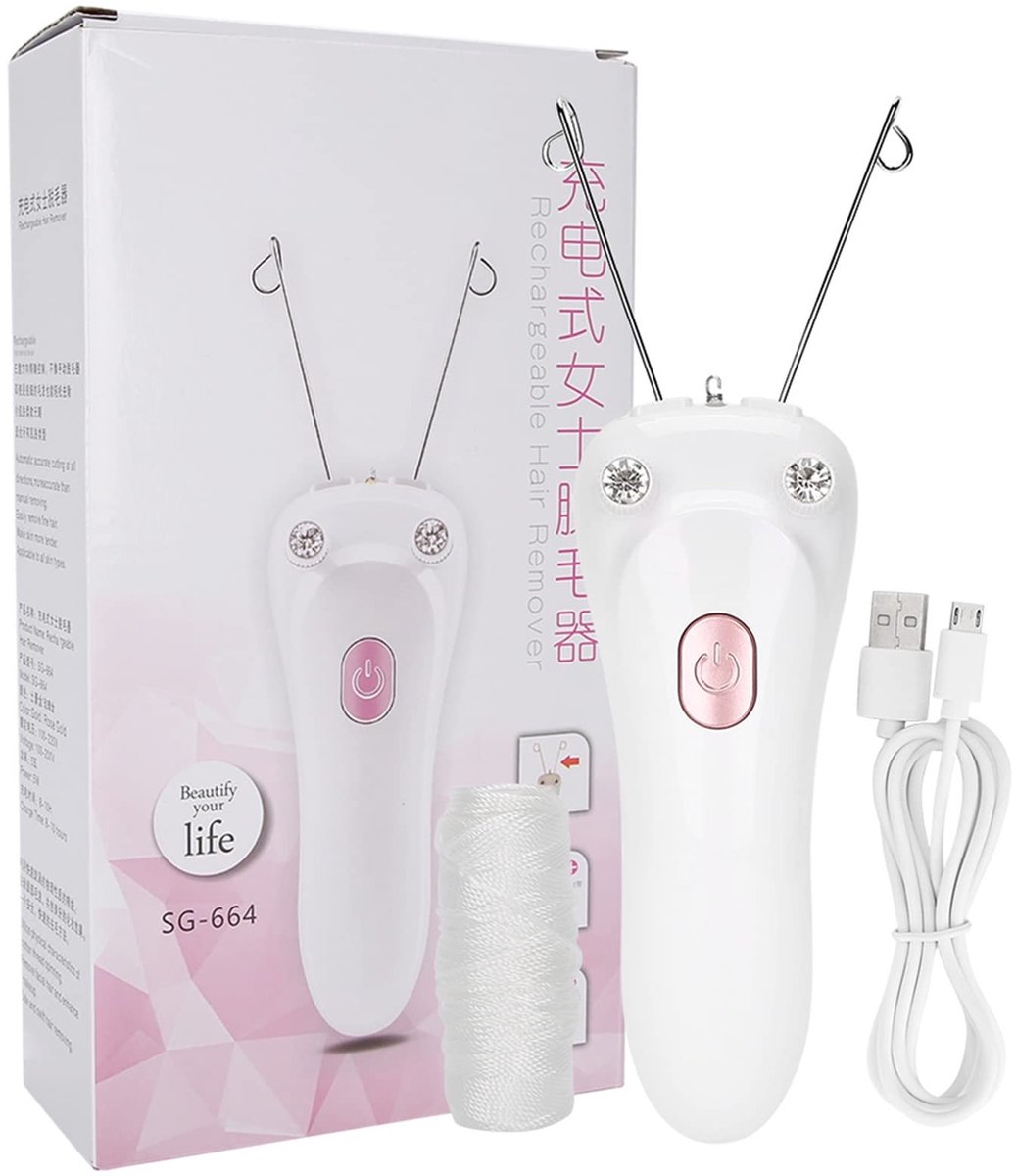 USB Oplaadbare Elektrische Draad Epilator - Haarverwijderaar voor Gezicht - Roze