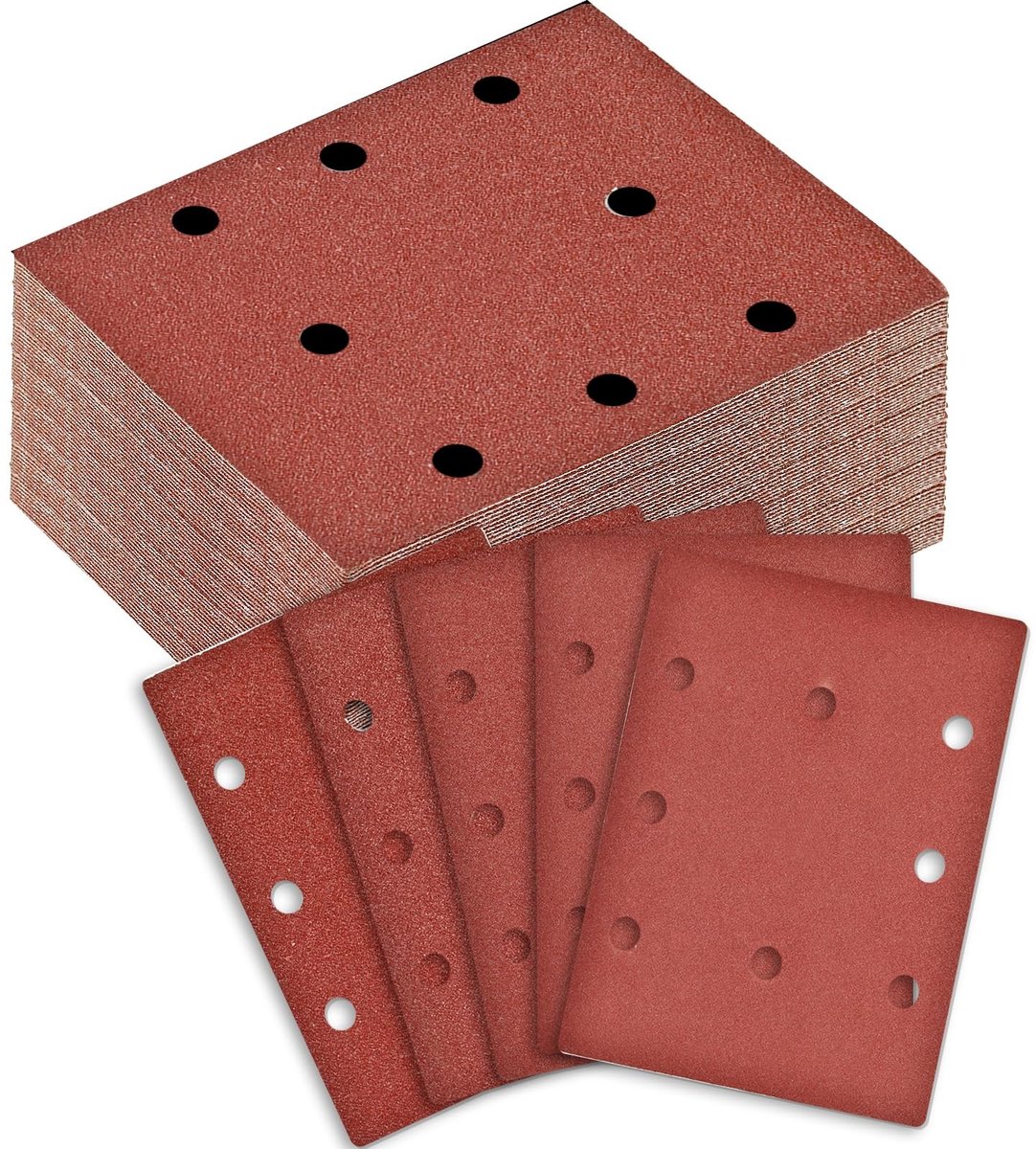 Allecto - Schuurpapier Set - 100 Stuks - Voor Orbital Sander - 110 x 115 mm - Diverse Korrelgroottes - Voor Hout en Metaal