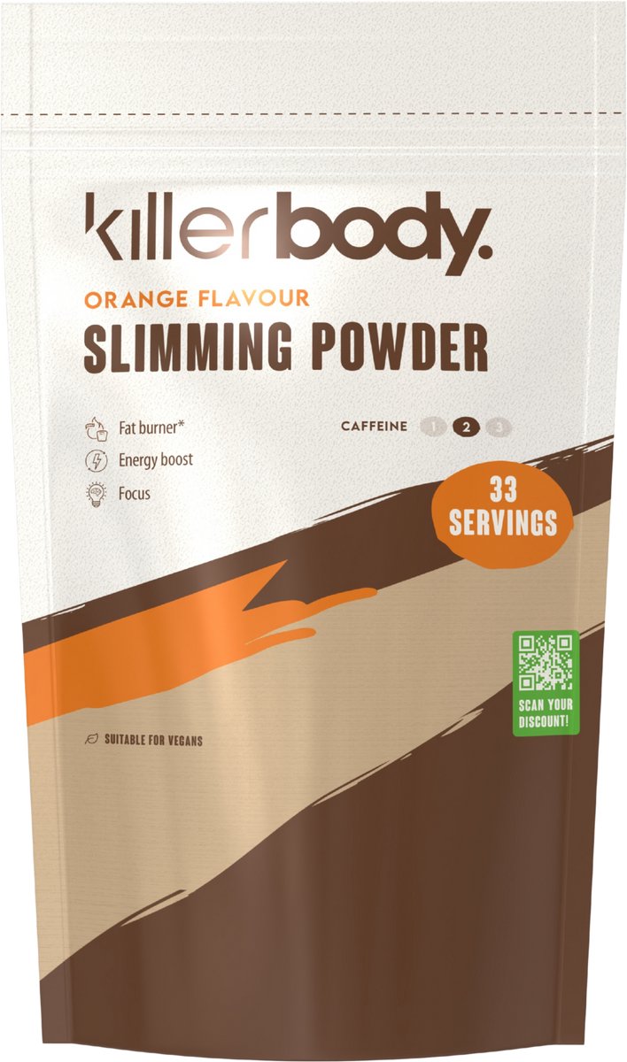 Killerbody Slimming Powder Orange | Fat Burner & Pre-Workout | Met Creatine, Groene Thee & 150 mg Cafeïne