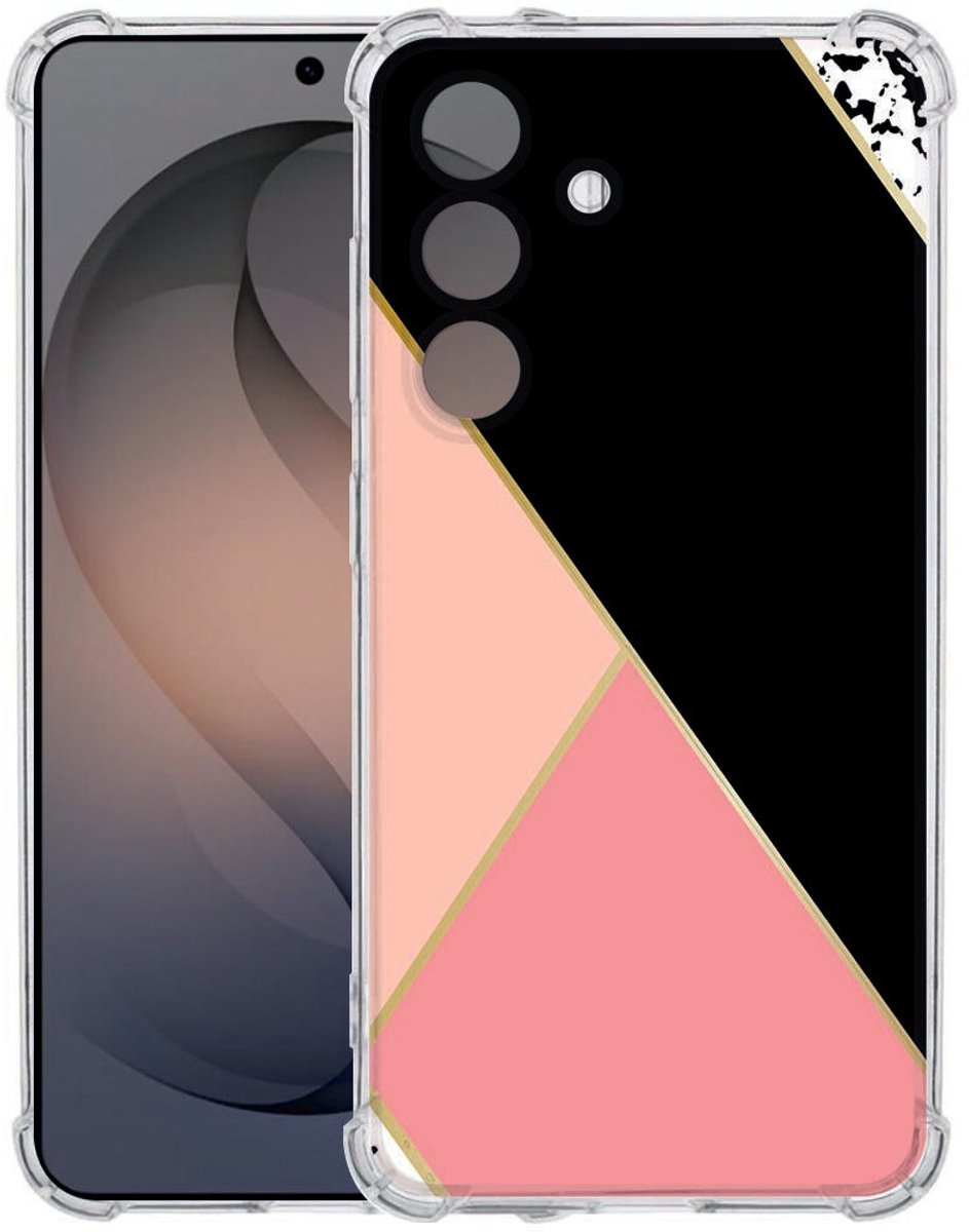 Samsung Galaxy S26 Flexibele back cover Black Pink Shapes Shockproof