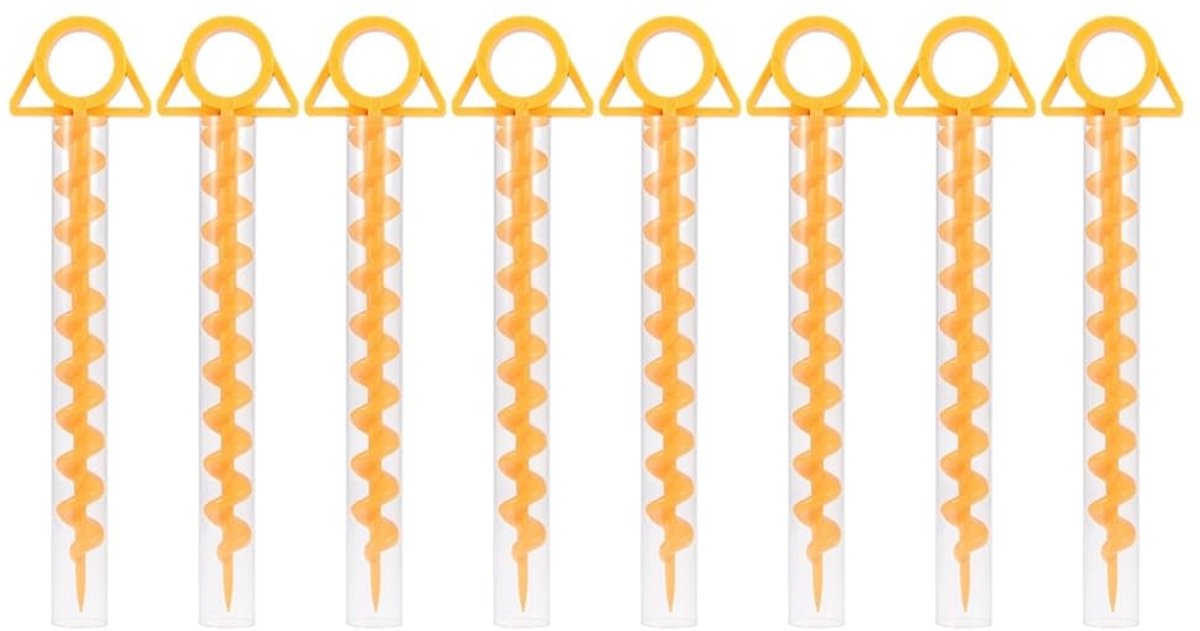 aladdien - Tentharingen - Stabiele schroefharingen - Duurzaam plastic - 29 cm - Grondankers - Voor kamperen en trampolines - 8 stuks
