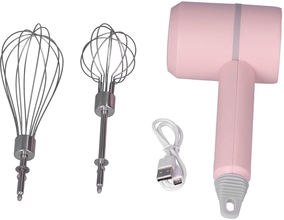 ONF3 - Elektrische handmixer - Staafmixer met garde - Oplaadbaar en gebruiksvriendelijk - Roze - Vaatwasserbestendig - Perfect voor dagelijks ge...