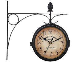 Retoo Dubbelzijdige Stationsklok – Retro Wandklok met Houder