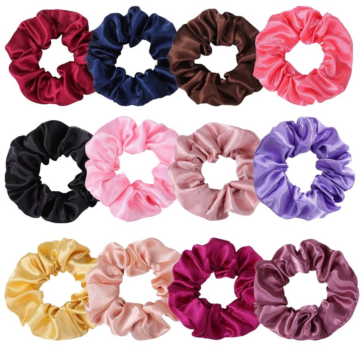 aladdien - 12 stuks elastische haarbanden - Scrunchies voor vrouwen - Zachte paardenstaarthouders - 12 kleuren - Haaraccessoires voor dames en meisj..