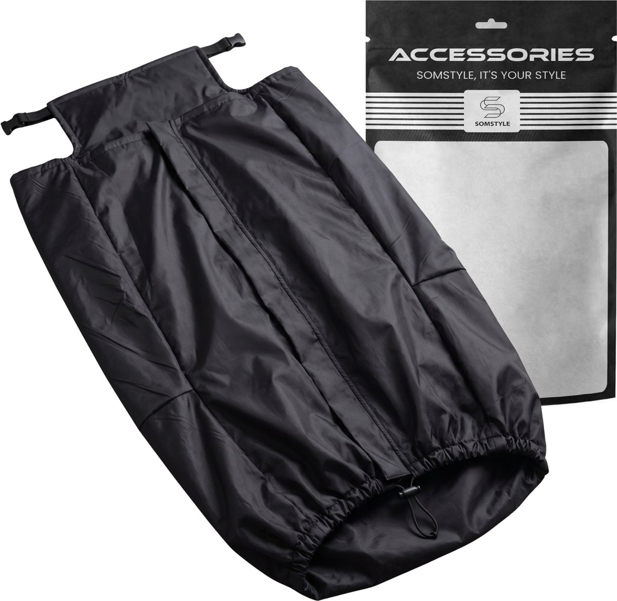 Somstyle Fleece Gevoerde Rolstoel Beenhoes - Rolstoel Deken Voetenzak - Met Binnenzak & Rits - Waterdicht & Warm - Zwart – foto 4