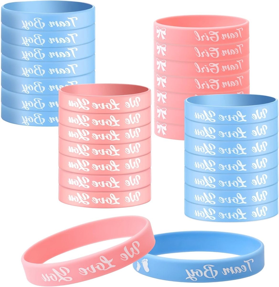 30 Stuks Silicone Armbanden voor Gender Reveal Feest - Team Boy, Team Girl, Baby Shower Decoratie en Spelletjes