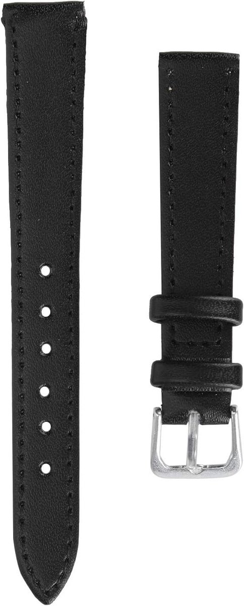 Zwarte PU Leren Horlogeband Universele Vervanging met Gesp 12mm-22mm