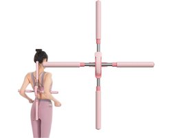 SnelShoppen - Houding Corrector Yoga Cross Stick, Intrekbare Bultrug Correctie Stok, Rug Rechttrekken, Stretching Tool voor Volwassenen, Roze, Ideaal
