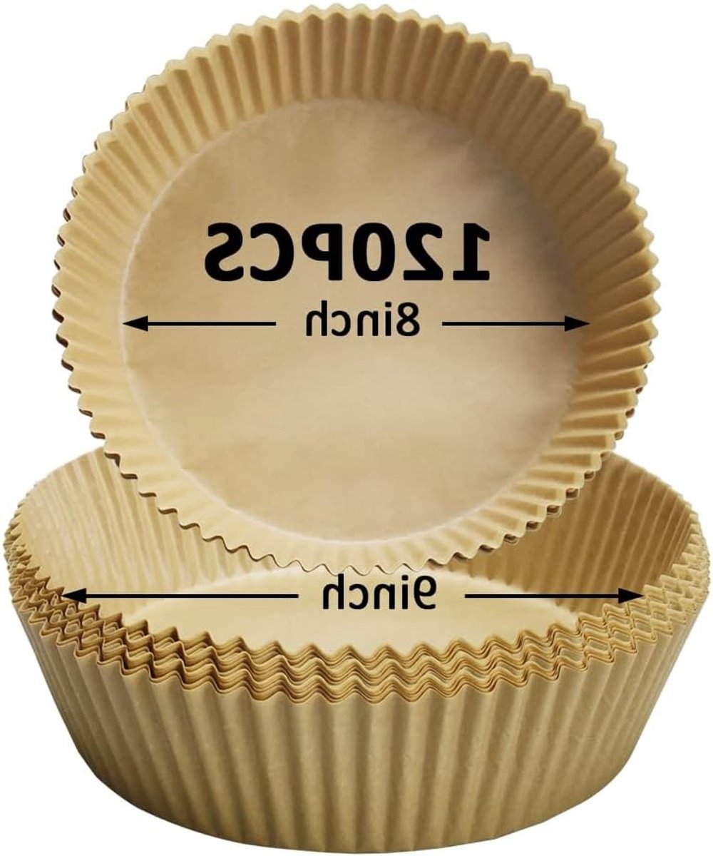 Verwijderbare, niet-klevende bakpapier liners voor airfryer - 120 stuks, 20 cm rond, olie- en waterbestendig, ideaal voor airfryer, magnetron en oven