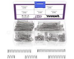 Set van 150 Compressieveren in 5 Maten, Mini RVS Uitbreidingsveren voor Reparaties in Huis en Werkplaats, Lengtes van 1cm tot 5cm, 10mm-50mm Lengte, 6mm Buitendiameter
