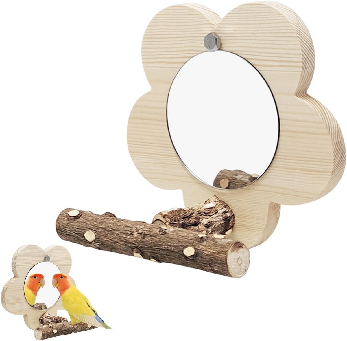 Vogel speelgoed met spiegel, accessoires voor vogelkooien, decoraties voor vogels en huisdier benodigdheden.