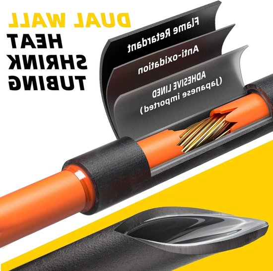 Heat Shrink Tubing Set met Lijm, 4:1 Krimpverhouding, Waterdichte Dubbelwandige Tubes voor Elektrische Isolatie, 196 Stuks, Geschikt voor Kabelverbindingen en Hoge Belastingen van Merkloos — afbeelding 2