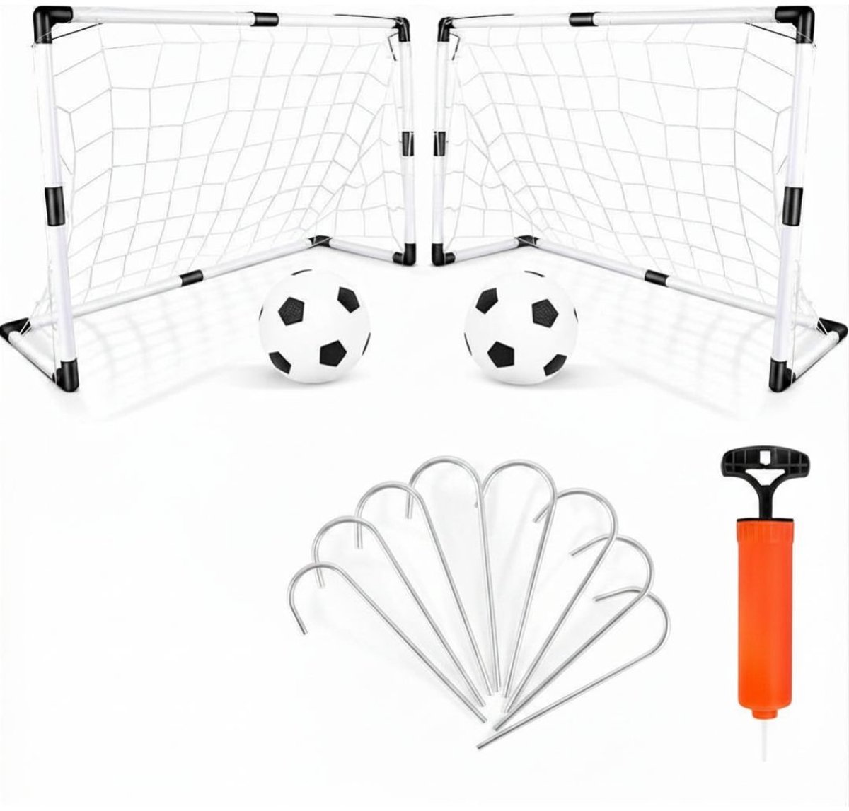 KAD® Voetbaldoeltjes Set Van 2 - Voetbal - Voetbaldoelen - Wit - 48cm x 92cm x 61cm