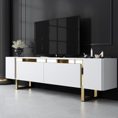 Skye Decor, Tv-standaard, Yildiz - White, Gold, Gemelamineerde spaanplaat, Wit & Goud, 180 x 30 x 50 cm