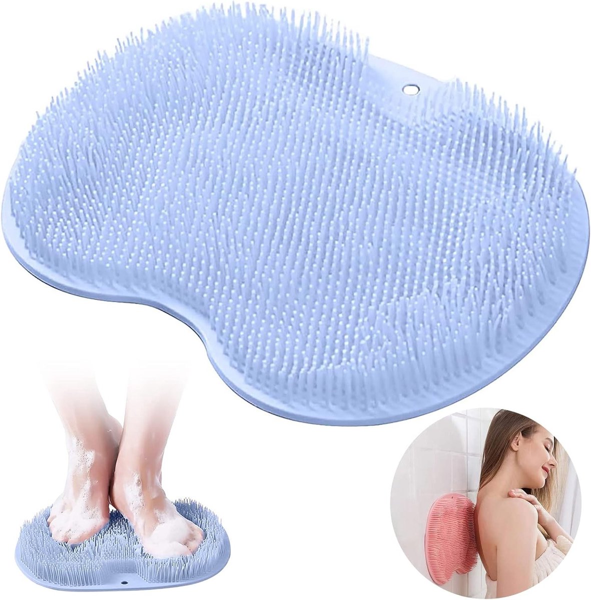 Antislip Massagepad - Rugschrobber Voetreiniger - Douchen Ontspannen - Met Zuignappen - 30 x 23 cm - Blauw