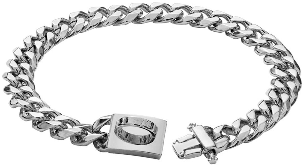 aladdien - Zilveren hondenhalsband - Cubaanse schakelketting - Roestvrij staal - Modieuze uitstraling - Geschikt voor honden - 15 mm breed