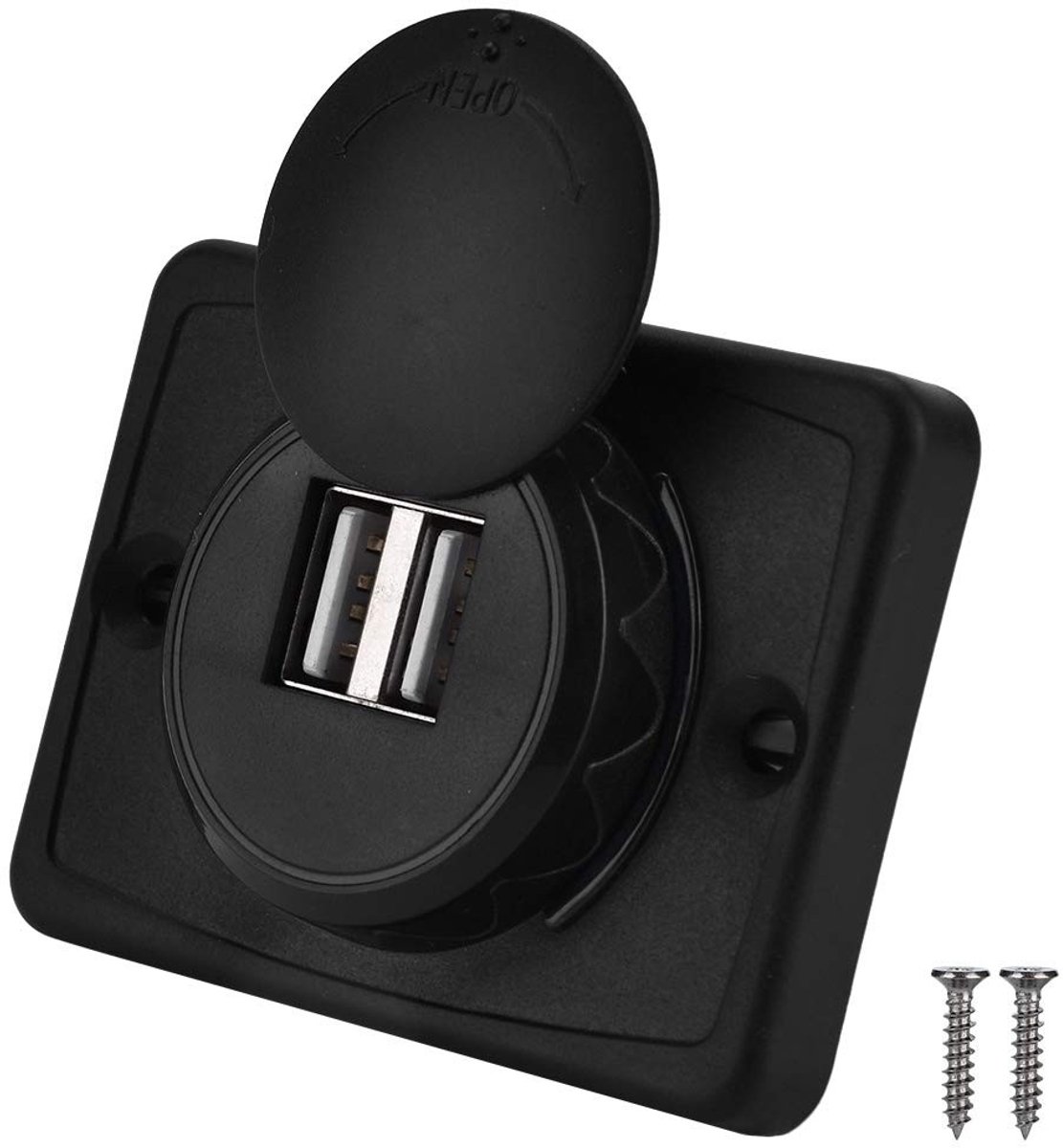 Allecto - USB Einbaubuchse - Auto USB Ladegerät - Dubbele USB-poort - Zwart - Wasserdicht - 12V/24V - Geschikt voor Auto, Motor